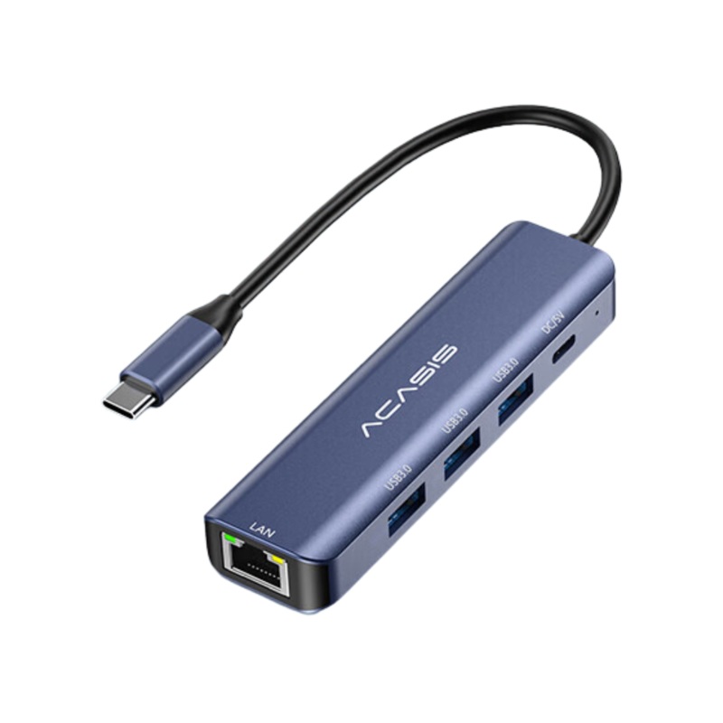 ACASIS DS-7NV5 5-in-1 USB 3.0 to Type C Hub Docking Station with 1000Mbps Gigabit Ethernet Network LAN, 100W PD Fast Charging, and 5Gbps High Speed Data