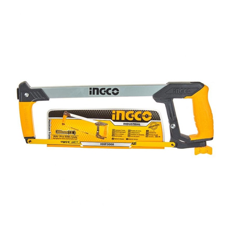 [CLEARANCE] INGCO 12 Industrial Hacksaw Frame Heavy Duty Steel Frame with QR Quick Release Blade Changing Mechanism, Adjustable Frame, and 65Mn Saw Blade | HHF3008