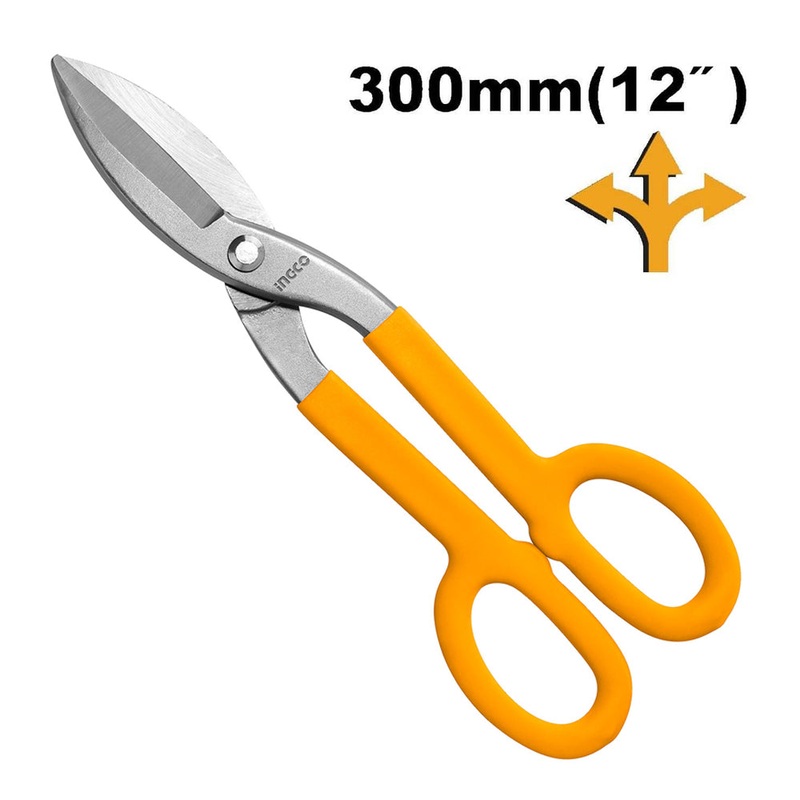 [CLEARANCE] INGCO 12 Tin Snip Scissor Carbon and Stainless Drop-forged Steel with Double Dipped Grip Handle | HTS0412