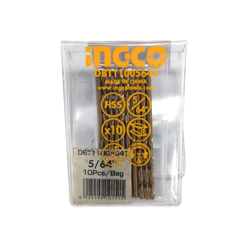 [CLEARANCE] INGCO 5/64 Cobalt HSS Drill Bits (10pcs/Pack) Abrasive and Heat Resistant for Metal | DBT11005643