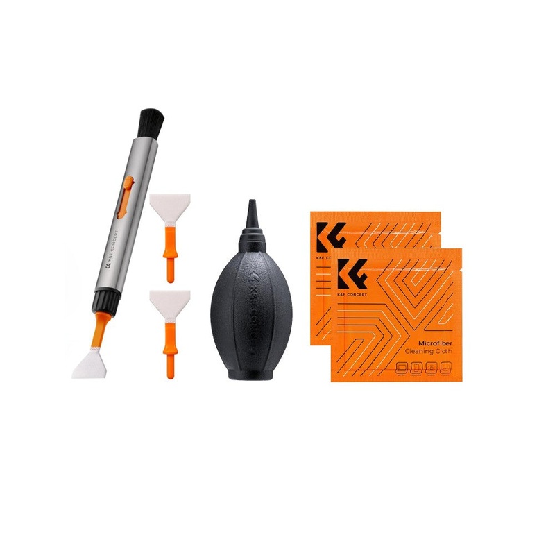 [CLEARANCE] K&F Concept 6-in-1 Camera Cleaning Kit for Canon Nikon with 2pcs Full Frame Cleaning Wand, 2pcs Microfiber Cleaning Cloth, 2pcs Vacuum Cleaning Cloth, Replaceable Lens Pen, and Air Blower Blaster | SKU-2011