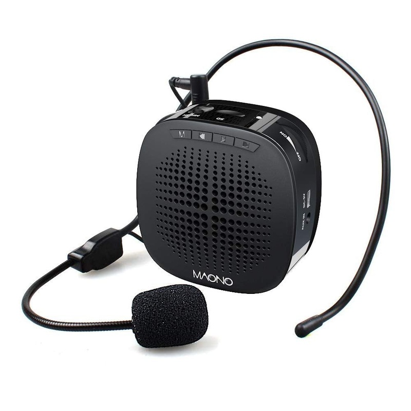 [CLEARANCE] Maono AU-C03 C03 Portable Rechargeable Voice Amplifier with Wired Headband Microphone, Speaker and Waistband, Support MP3/TF/SD Card and Aux-in Black