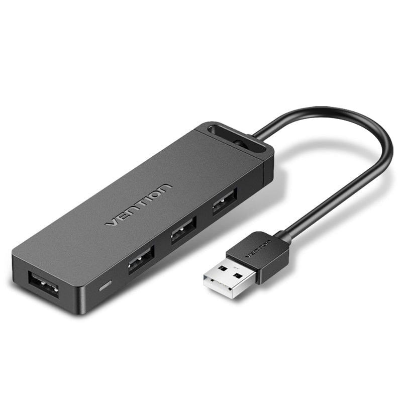 [CLEARANCE] Vention 4-Ports USB 2.0 Hub OTG Extension Charging Splitter with Power Supply, 0.15 Meter USB Cable, 480Mbps Data High Speed for Laptop, Smartphones, Printer | CHMHB