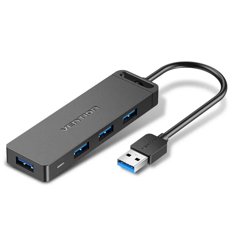 [CLEARANCE] Vention 4-Ports USB 3.0 Hub OTG Extension Charging Splitter with Power Supply, 0.15 meter USB Cable, 5Gbps Data High Speed for Laptop, MacBook, Chrome, Linux OS, Surface Pro, PC, USB Flash Drives, Mobile, PS4 | CHLHB