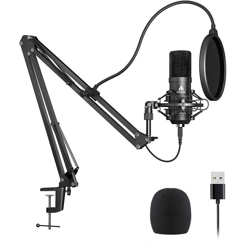 Maono AU-A04 A04 Professional Studio Cardioid Condenser USB Microphone Kit with Folding Arm Stand for Podcast Gaming Livestream Youtube PC Recording