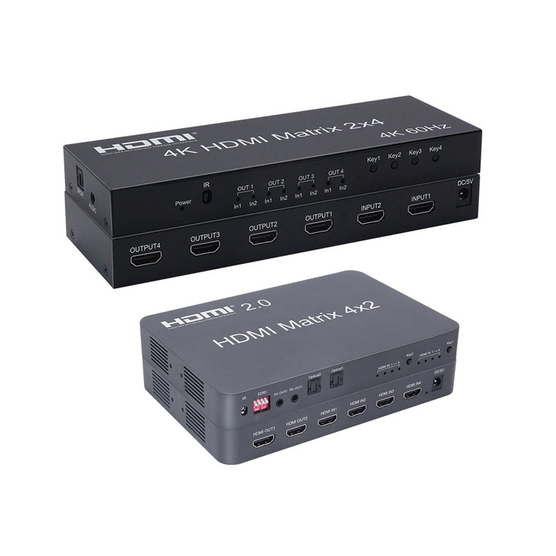 ArgoX 2×4 /4×2 HDMI Matrix Video Switch Splitter with 4K 60Hz, IR, Supports 3D, 3.5mm Jack, Audio LPCM/Dolby/DTS 5.1 Channel | HDMX2X4-V2.0 HDMX4X2-V2.0