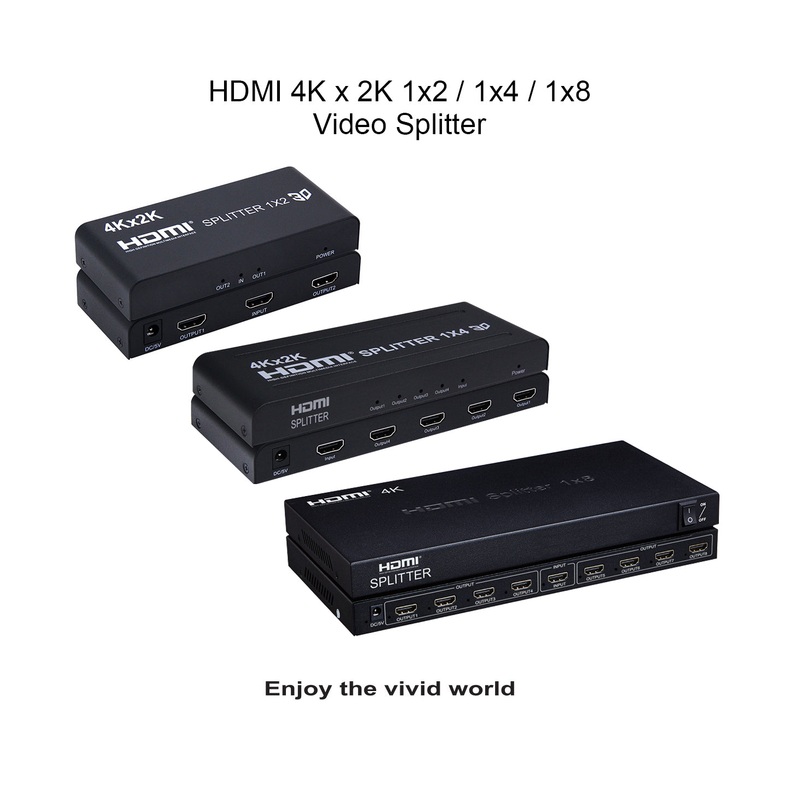 ArgoX 4K 30Hz 1×2 / 1×4 / 1×8 HDMI Splitter Supports 3D, 3.4Gbps Data Rate and TMDZ Clock, and AWG26 HDMI Cable for HDTV, Monitor, DVD Player, Projector, A/V Receiver, Set Top Boxes | HDSP2 HDSP4 HDSP8
