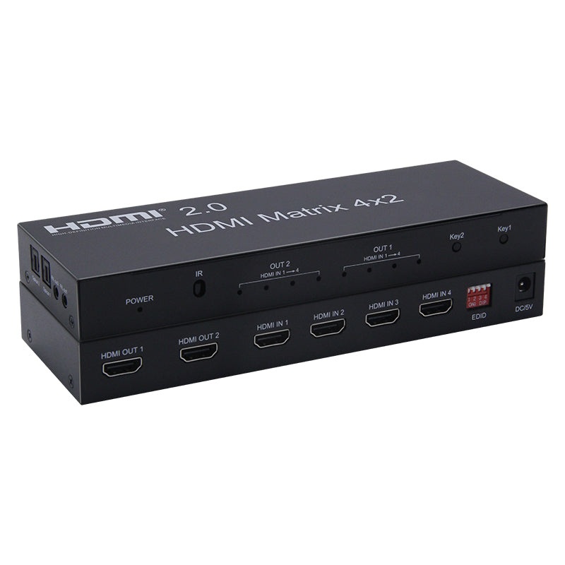 ArgoX 4×2 HDMI Matrix Video Switch Splitter with 4K 60Hz Ultra HD, IR, Supports 3D, 3.5mm Jack, Audio LPCM/Dolby/DTS 5.1 Channel | HDMX4X2-V2.0