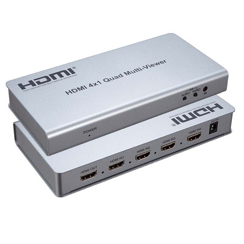 ArgoX HDMI 4×1 Quad Video Multi-Viewer with 1080p 60Hz Full HD, IR Control, 4 Channels Seamless Switcher, Supports HDMI1.3a, HDCP1.2, DVI1.0, and AWG26 Cable for Camera, PC, PS4/5, Gaming, TV | HDSW4-Q