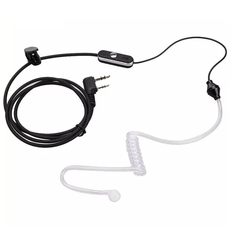 BaoFeng 2 Pin PTT Push-To-Talk Microphone Earpiece Ear Mounted Headset with 3.5mm Ear Stereo Top Pin, 2.5mm Mic Stereo Bottom Pin Ear Radio Compatible with Two-Way Radio