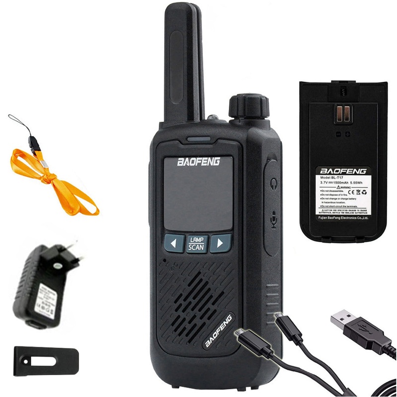 BaoFeng BF-T17 (Single & Set of 2/3/4) Walkie-Talkie UHF Transceiver 5W PC Programmable Two-Way Radio with 16 Memory Channels, 400-470MHz Frequency Range, 5km Max. Talking Range, Clear Voice Output, 1500mAh Battery Capacity