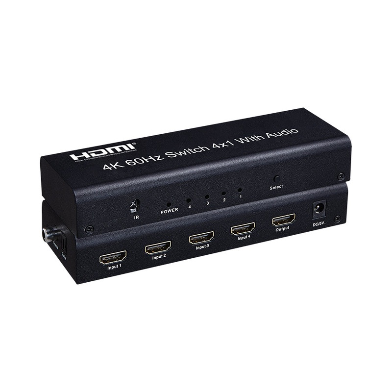 [CLEARANCE] ArgoX HDSW4-N2.0 4K 60Hz Ultra HD HDMI Video Switcher 4×1 with Audio, IR Remote Control, Supports 3D, 3Gbps Data Rate and TMDS Clock, 24/30/36bit Deep Color, and High Definition DVD Players, Projectors, A/V Receivers, Set Top Boxes