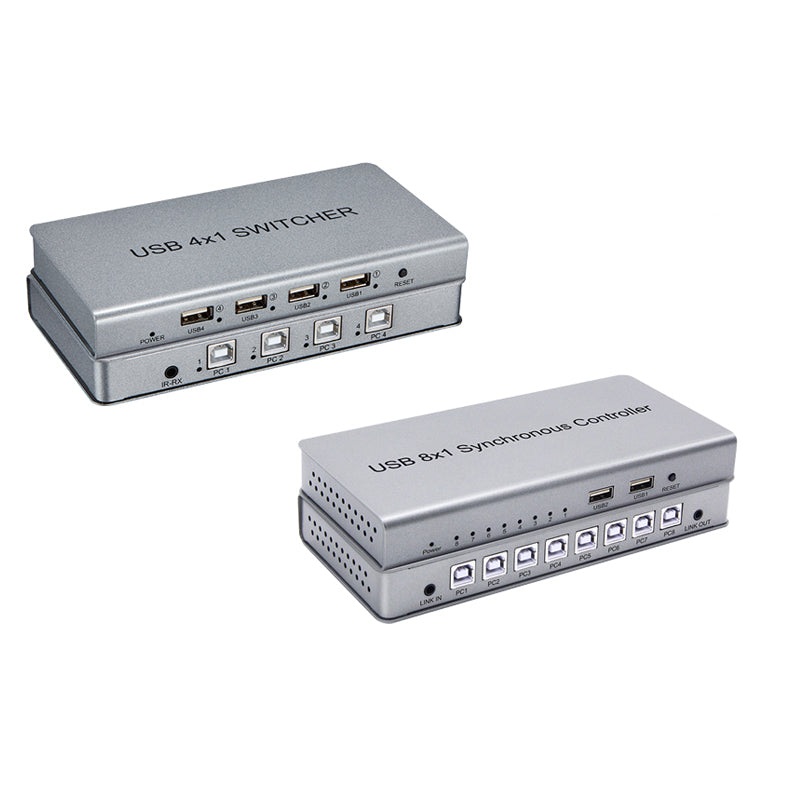 [CLEARANCE] ArgoX USB 4×1 / 8×1 KVM Synchronous Controller USB-B Switcher Supports Wireless Keyboard and Mouse, IR Control, USB1.1/2.0 A Male to B Male Cable for Computers, Gaming, KVM Extenders, Windows, Linux, macOS, and Android
