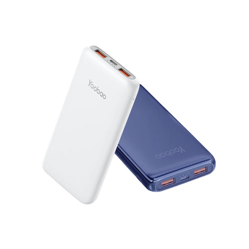 [CLEARANCE] Yoobao 1DQ 10000mAh Slim Power Bank 22.5W Super Fast Charge with USB 4.5 Type C Charging Cable, Dual Output Charging, Self Control Protector (Blue)