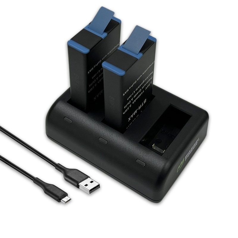 Wasabi Power 3.85V 1440mAh 2 Pack Battery and Dual USB Charger Kit replaces ACBAT-001 ACDBD-001 for GoPro MAX Action Camera | KIT-BB-MAX