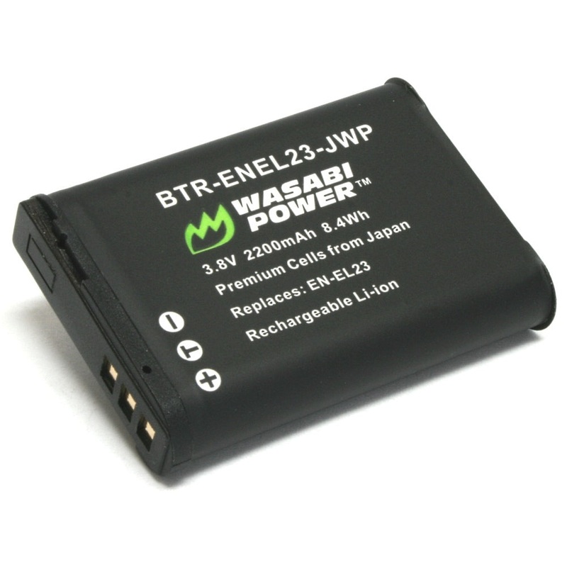 Wasabi Power EN-EL23 Battery Charger with Power Indicator, Built-In Fold Out US Plug, Car Charger and Euro Plug Adapter for Nikon Coolpix B700 P600 P610 P900 P900s S810c Compact DLSR Camera | LCH-ENEL23