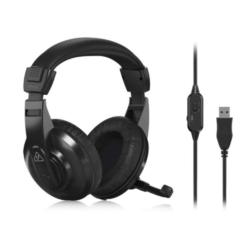 [CLEARANCE] Behringer HPM1100U Multi-purpose USB Stereo Headset with Built-in Controls for Volume & Muting, Ultra-comfortable Adjustable Headband & Top-Notch Ear Cushions, Rotatable Boom Mic, 2m Cable Length, 20Hz to 20khz Frequency Range