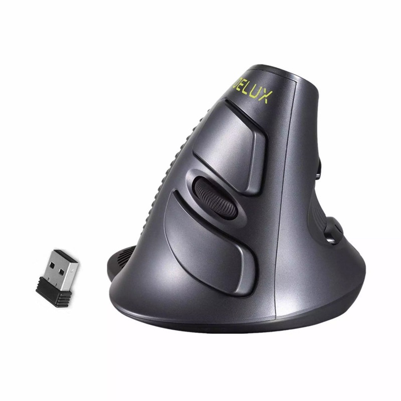 [CLEARANCE] Delux M618GX Wireless Optical Ergonomic Vertical Mouse 2.4GHz with Silent Click, 1600 DPI, USB Nano Receiver, and 6 Buttons for Windows XP/7/8/10