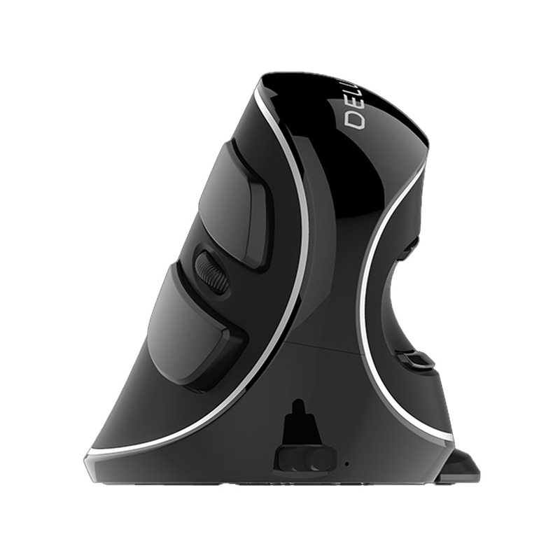 [CLEARANCE] Delux M618PD Wireless Bluetooth Optical Ergonomic Vertical Mouse 2.4GHz Snail Bionic Structure with Palm Rest, 4000 DPI, USB Nano Receiver Rechargeable (Black) for Windows and macOS