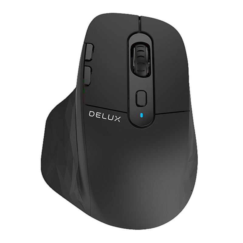 [CLEARANCE] Delux M912DB Wired / Wireless Bluetooth Optical Ergonomic Mouse 2.4GHz with OLED Screen, 4000 DPI, USB Receiver, 8 Programmable Buttons, Non-Slip Grip Rechargeable for Windows PC, Laptop, macOS
