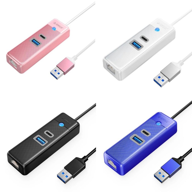 [CLEARANCE] ORICO 1.8m 3-in-1 USB 3.0 Type C Data Hub with 5Gbps USB-C 3.0 Input, 1000Mbps Ethernet, 5Gbps USB-C 3.0, USB-A 3.0 for Windows 8/10, macOS, Linux | PWCUR-U3-015