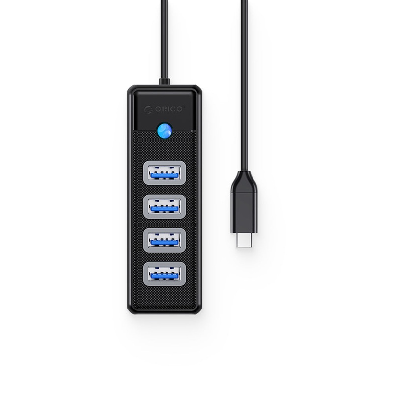 [CLEARANCE] ORICO 1m 4-in-1 USB 3.0 Type C Hub with 5Gbps Transfer Rate, 4 x USB-A 3.0 Output for Windows, macOS, Linux | PW4U-C3-10-BK
