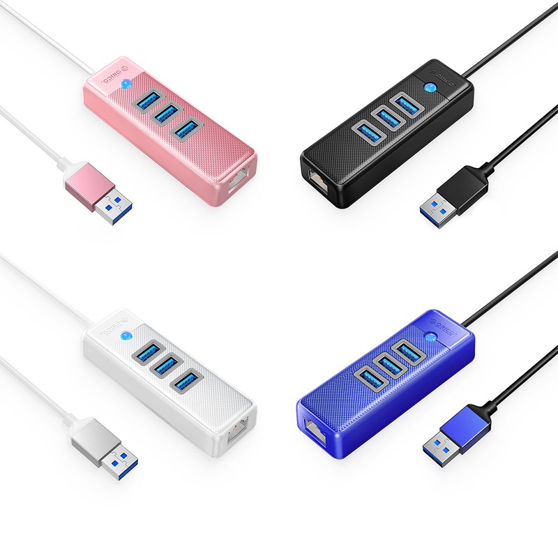 [CLEARANCE] ORICO 4-in-1 USB-A 3.0 Data Hub with 5Gbps USB-A 3.0 Input, 2.5Gbps Ethernet, 5Gbps USB 3.0 Type A Output for Windows 8/10, macOS, Linux | Blue