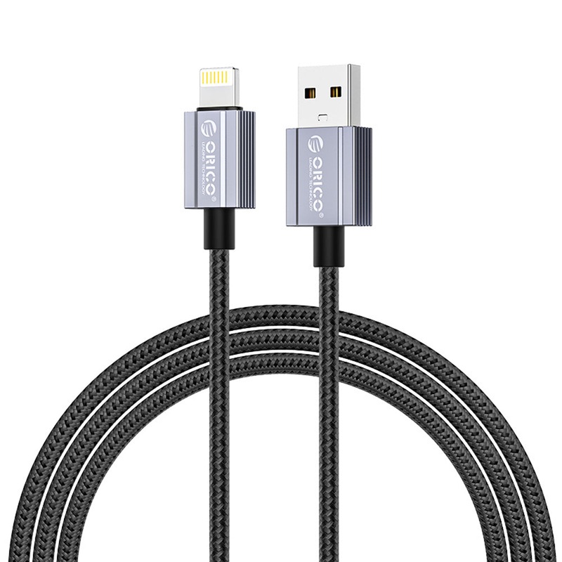 [CLEARANCE] ORICO GQA12 (2m) USB-A to Lightning Fast Charging Data Cable 5V/2.4A 12W, 480Mbps Transmission Rate, Nylon-Braided Aluminum Alloy for iPhone, iPad, Air Pods