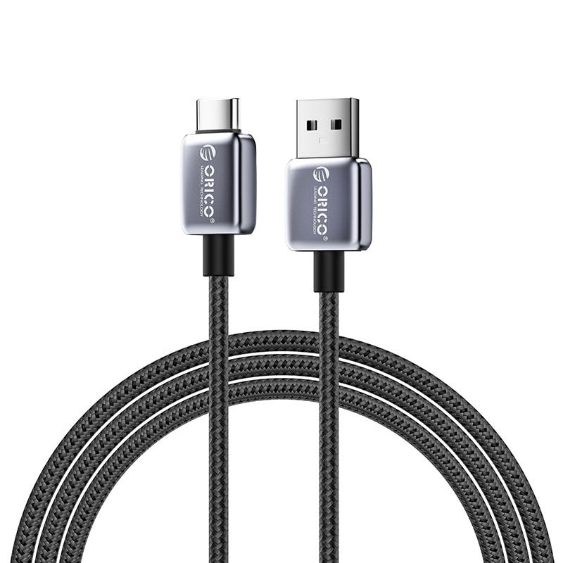 [CLEARANCE] ORICO GQZB66 (2m) USB Type A to USB Type C Fast Charging Data Cable 11V/6A 66W, 480Mbps Transmission Rate, Nylon-Braided Zinc Alloy for Type C Port Devices, Smartphones, Android, Tablet
