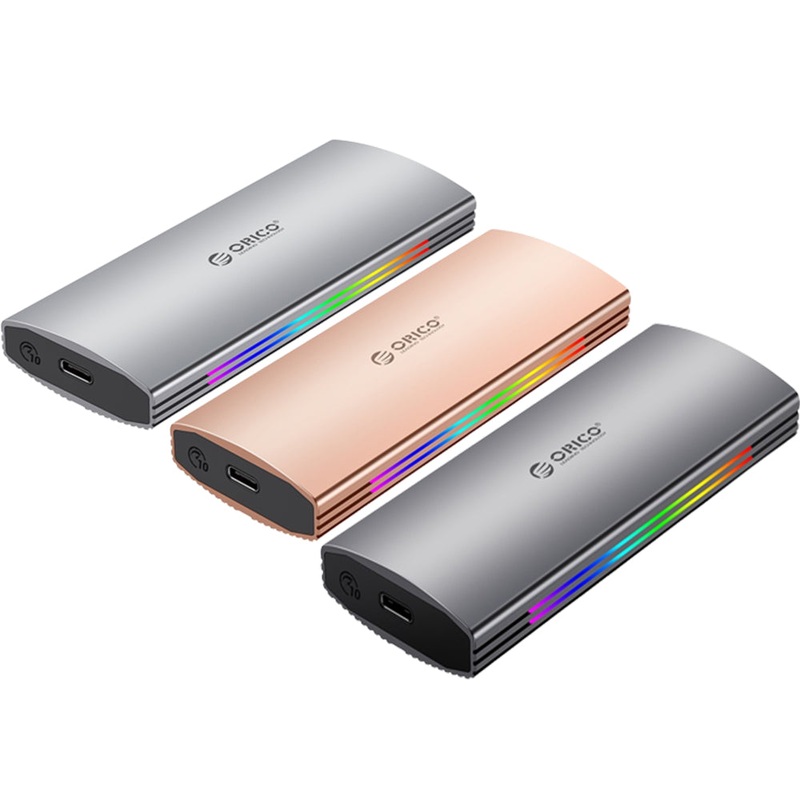 [CLEARANCE] ORICO M2R2 NVMe to USB 3.2 Gen2 M.2 NVMe SSD Aluminum Enclosure with 10Gbps Transmission Rate, 2-in-1 Type C to USB-A/USB-C data Cable, Fast Cooling Thermal Fin, Thermal pad, 4TB Max Supported Capacity for Windows 8/10, macOS, Linux