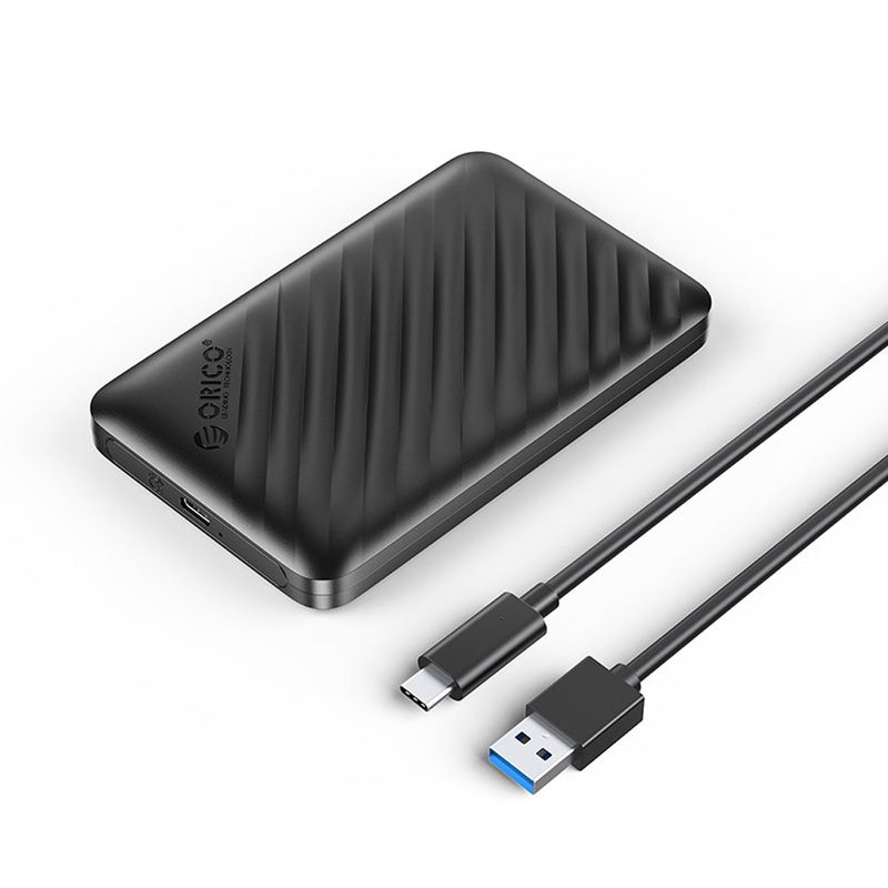 ORICO 2.5 inch SATA to USB 3.1 Type C SSD Enclosure Tool-Free with 6Gbps Fast Data Transfer Rate, 0.5m USB Type C to USB-A Cable, 6TB Max. Disk Capacity for PC, Laptop, Windows, Mac, Linux, Router, TV, PS4 Hard Drive Enclosure | 2521C3-V1