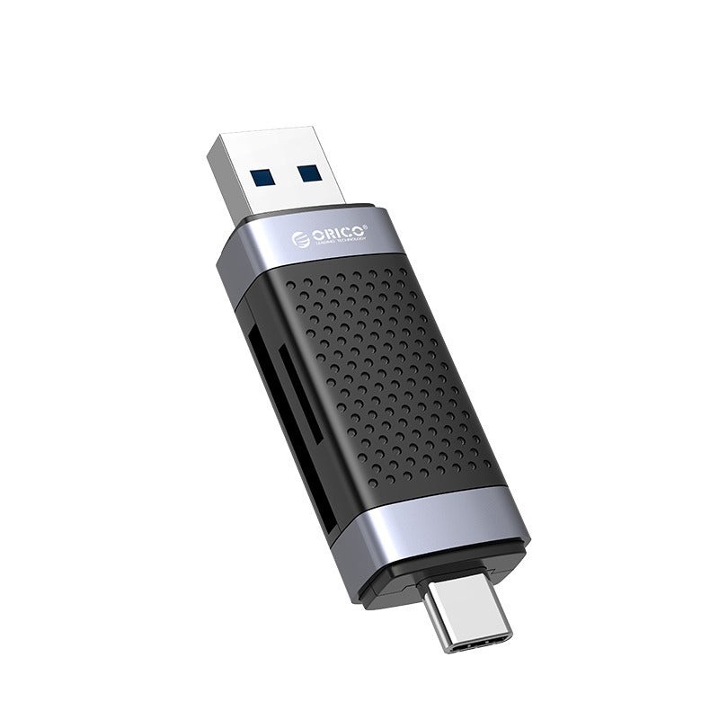ORICO 2-in-1 SD / microSD Card Dual Port to USB 2.0 + Type C Card Reader with 480Mbps Fast Data Transfer Rate, microSD, MicroSDHC, MicroSDCX Slot for Smartphones, PC, Tablet, Laptop | CD2D-AC2