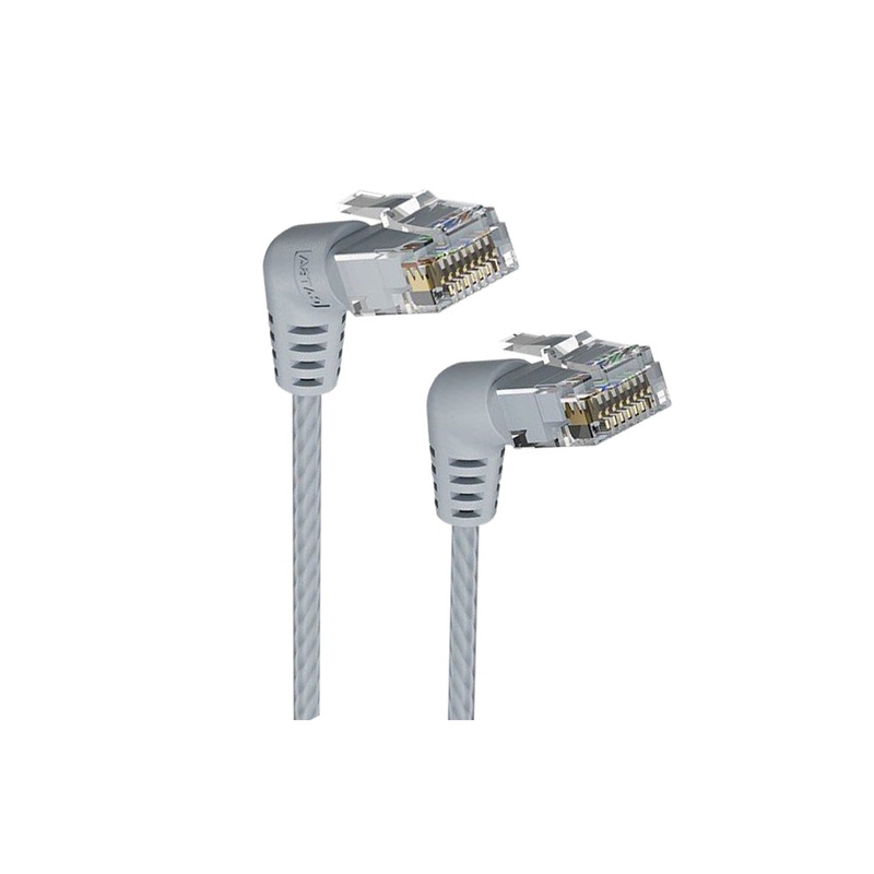 Vention 3m Cat6A UTP Patch Angled Ethernet LAN Cable 10Gbps High-Speed Network Data, 500MHz Bandwidth, Bend-Proof Rotating Connector, Gold-Plated Contacts for Home & Work Internet Connection, PC, Switch (Gray)