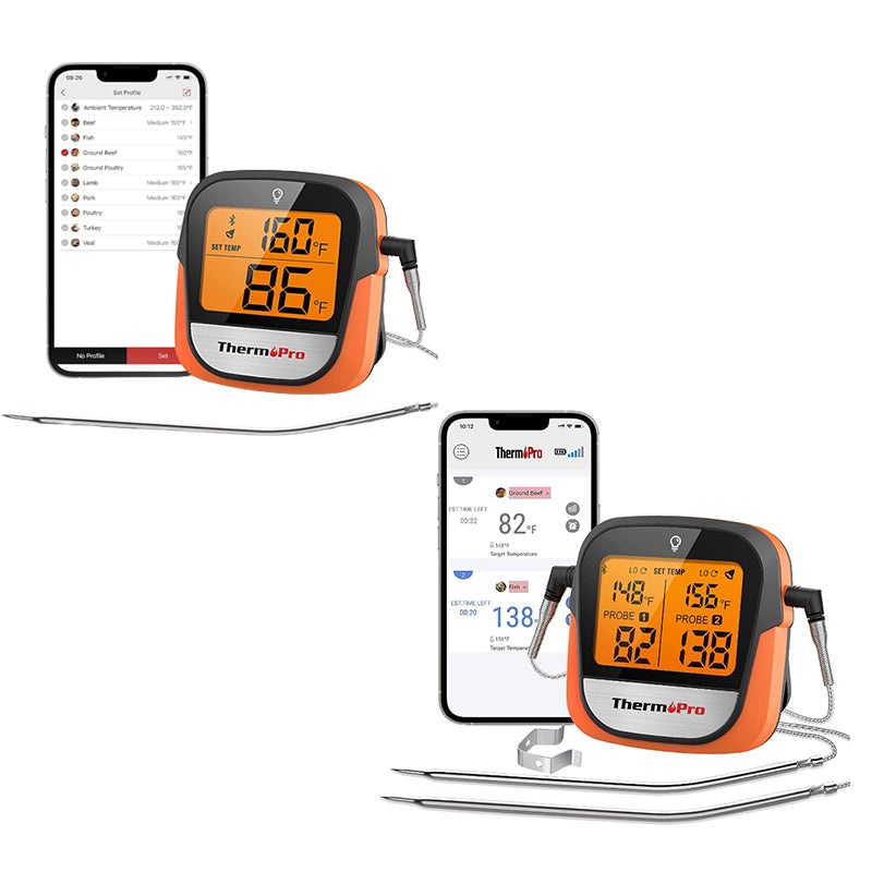 [CLEARANCE] ThermoPro Dual Probe Wireless Digital Meat Thermometer for Oven, Grill, Sous Vide, BBQ, Smoker, Rotisserie, Smart Kitchen Cooking with 14F to 572F Temperature Range, Bluetooth Connectivity, 450ft Remote Range | TP902