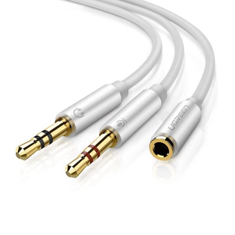 [CLEARANCE] UGREEN 3.5mm TRRS Female to Dual 3.5mm Male AUX Headphone Audio Cable Splitter Adapter with Earphone Headset and Microphone Plug for Phones, Computers, Laptop | 10790