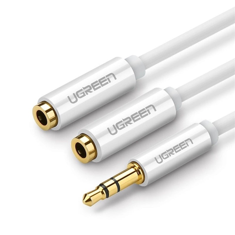 [CLEARANCE] UGREEN 3.5mm TRS Male to Dual 3.5mm Female AUX Headphone Audio Cable Splitter Adapter with Earphone Headset and Microphone Socket for Phone, PC, Tablet | 10532