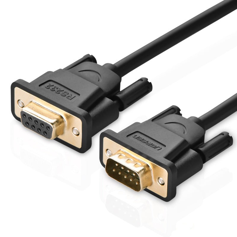 [CLEARANCE] UGREEN 3-Meter DB9 RS232 9-Pin Serial Cable Female to Male with Built-In Locking Bolts for Personal Computers, Equipment, and Peripherals | 20147