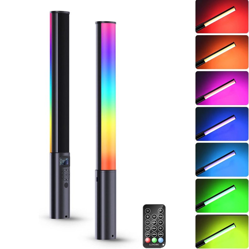 Luxceo P400 (40cm) RGB LED Tube Light 5W Full Color Fill Light with 2500K – 6500K Color Temperature, 3.7V 2500mAh Built-In Battery, USB Type C Charging for Photography, Videography, Film Making – Photo & Video Studio Lighting