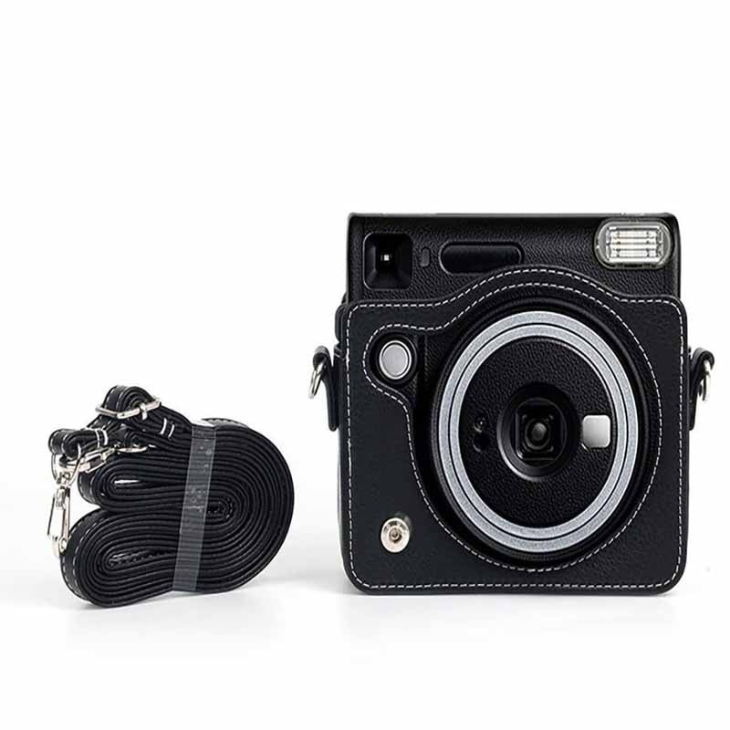 Pikxi Fujifilm Instax Square SQ40 / SQ6 / SQ1 Protective Leather Camera Case Bag with Shoulder Strap and Detachable Top Cover