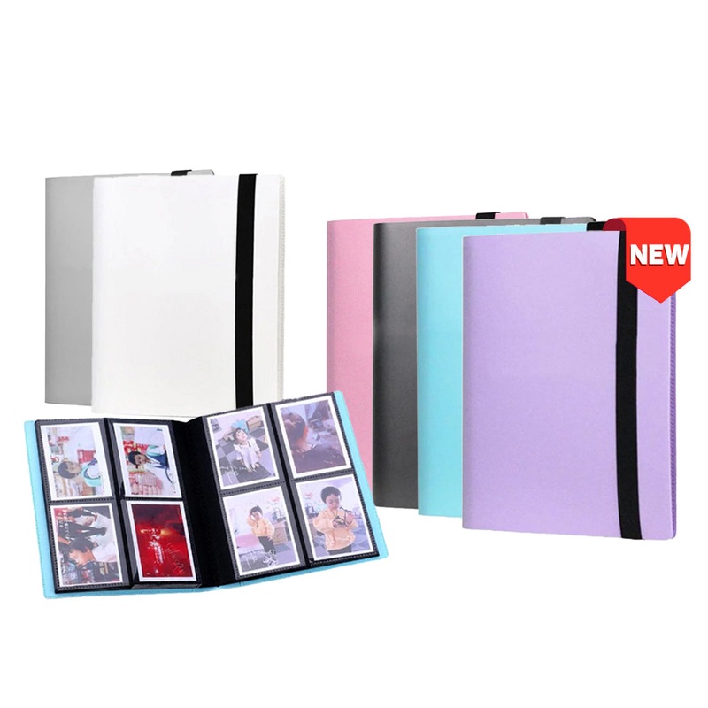 [CLEARANCE] Pikxi 160 Pockets Solid Colors Mini Film Photo Album with Elastic Loop for Fujifilm Instax Mini Instant Camera – Purple