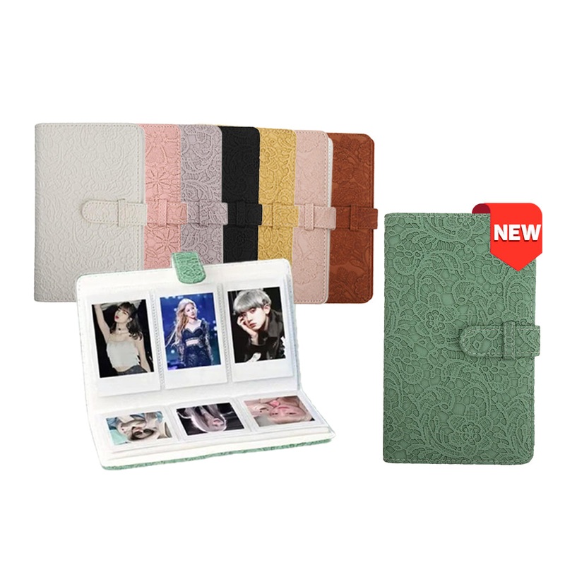[CLEARANCE] Pikxi AM96-01 96 Pockets Elegant Carved Lace Style Photo Album with Slip On Latch for Fujifilm Instax Mini Instant Camera – Light Pink