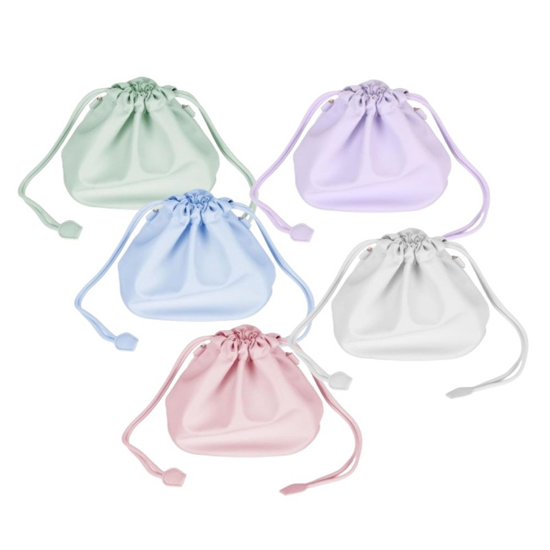 [CLEARANCE] Pikxi Elegant Universal Drawstring Leather Carrying Pouch Bag with Brass Chainlink Strap, and Water Resistant Lining – Lilac Purple