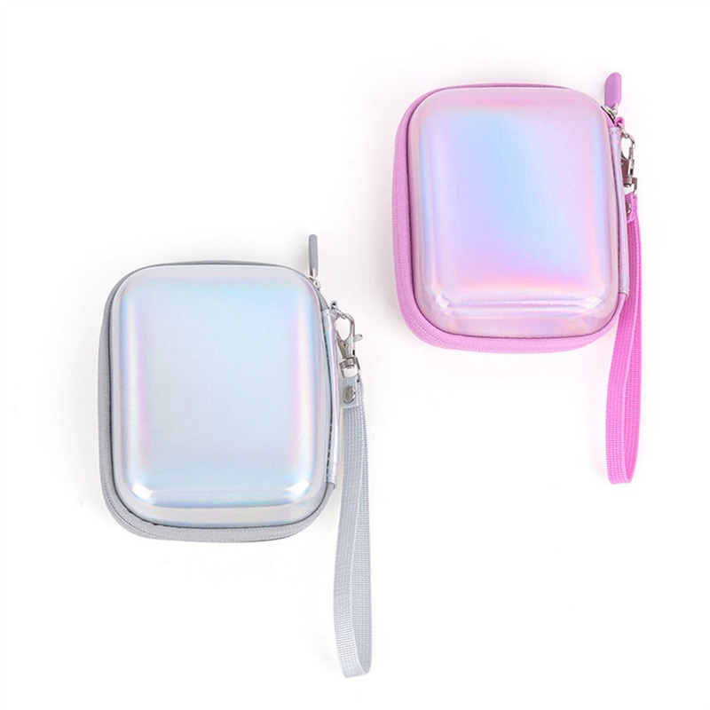 [CLEARANCE] Pikxi Iridescent Holographic Style EVA Padded Hard Case for Instax LiPlay Cameras and MiniLink Portable Printers with Water Resistant Coating, Inner Accessory Pockets, and Hand Strap – Pink
