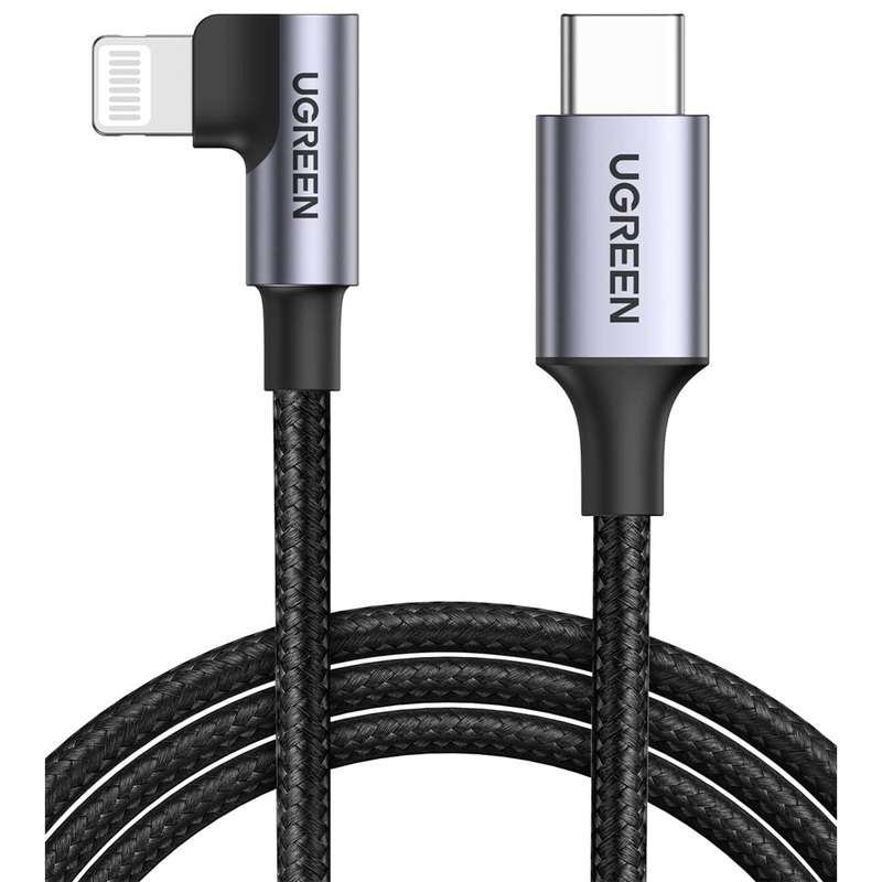 [CLEARANCE] UGREEN 3A USB C to Angled Lightning 2m Nylon Braided Charging Data Cable Charger with 480Mbps Transfer Rate for iPhone, iPad, iPod | 60765
