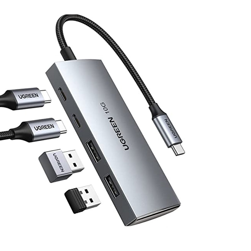 [CLEARANCE] UGREEN 4-Port USB 3.2 Hub Adapter with USB C / A Ports, 10Gbps Transfer Rate & Braided Cable Jacket for MacBook, PC, Desktop Computer, Laptop, Keyboard, Mouse, Card Reader, etc. | 30758