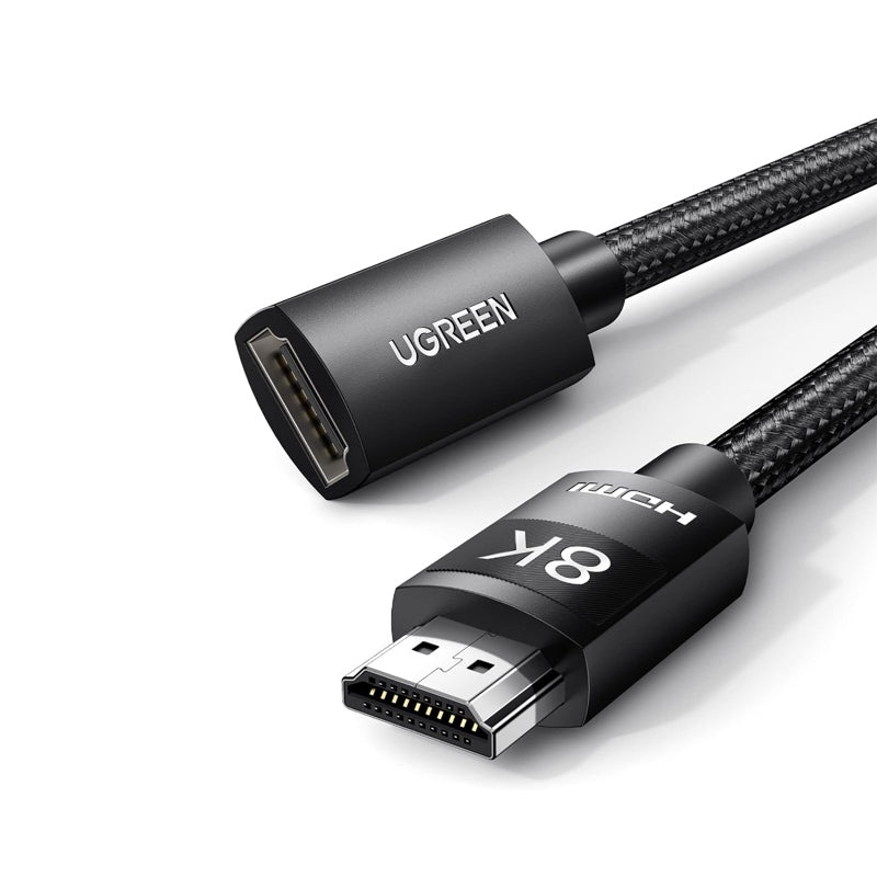 [CLEARANCE] UGREEN 8K Ultra-HD HDMI 2.1 Male to Female Extension Cable with 48Gbps Transmission Rate for PC, Desktop Computer, Laptop, Projector, TV, PS5/PS4/PS3, Xbox One/360, etc. – 1 Meter | 40447