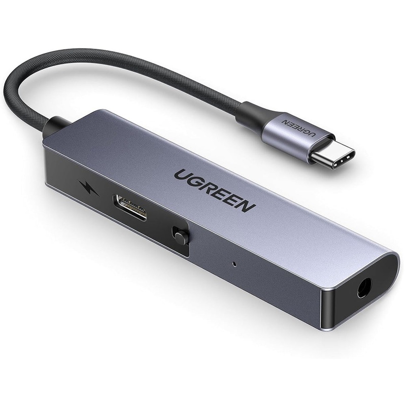 [CLEARANCE] Ugreen Portable USB-C to 3.5mm TRRS AUX Headphone & Microphone Audio Adapter with 60W PD Fast Charger & Hi-Res Audio 32 Bit 384Hz for Smartphone, Tablets, Laptop, PC, Earphone, Headset, Supports Windows, macOS, Linux, Android | 90518