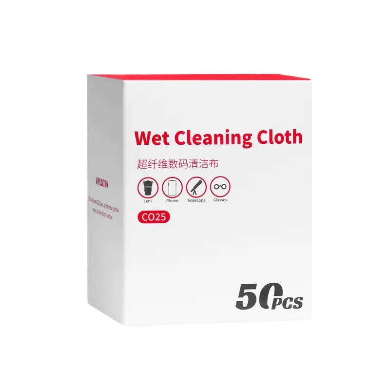 [CLEARANCE] Ulanzi CO25 50 pcs High-Density Fiber Lens Wet Cleaning Cloth 10x10cm for Camera, Glasses, Phone, and Screens | C059GBB1