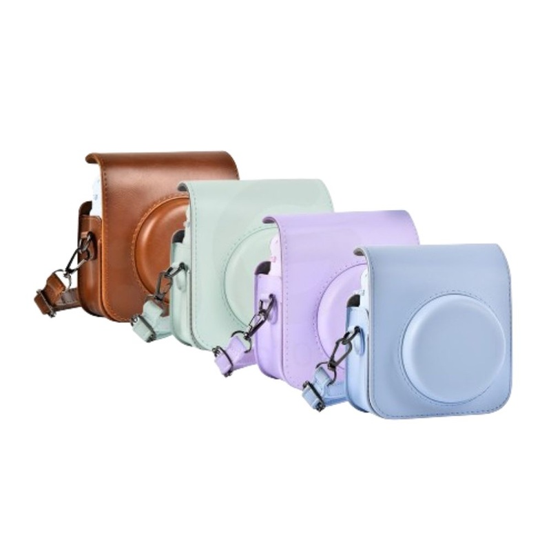 Pikxi BMS12 PU Leather Soft Silicone Protective Camera Case Bag for Fujifilm Instax Mini 12  with Shoulder Strap – Available in Different Colors