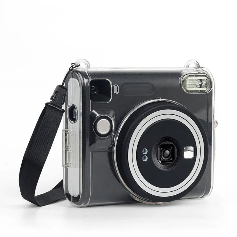 Pikxi CSQ40 Fujifilm Instax Square SQ40 Acrylic Crystal Transparent Protective Camera Case Bag with Shoulder Strap – Clear